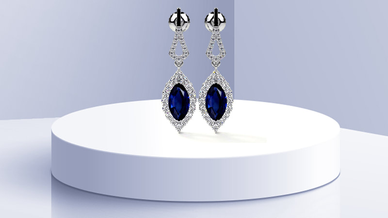 Marquise blue sapphire studs